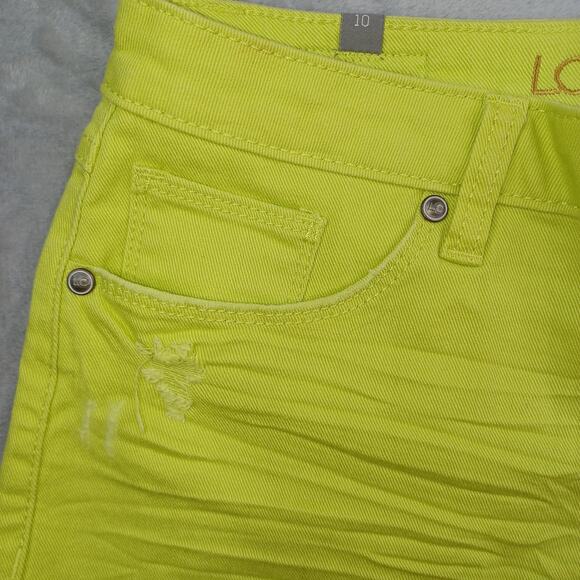 Lauren Conrad Cutoff Denim Jean Shorts Women Sz 10 Lime 3" Mid Rise Distressed - Picture 3 of 11